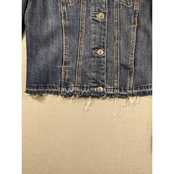 Abercrombie Jean Jacket Women XS Denim Blue Classic Autumn Fall Y2K Academia EUC - Picture 10 of 12